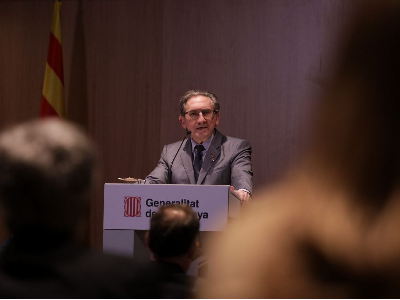 Foto del conseller Giró durant l'acte de presentació de l'estudi del Tax Gap 2018