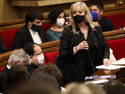 La consellera Violant Cervera durant la compareixença al Parlament.