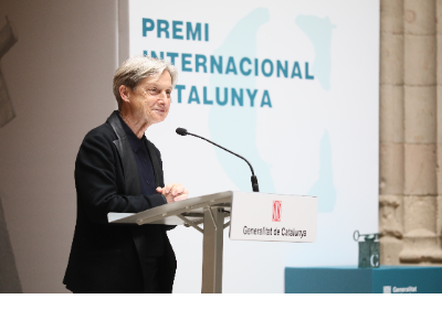 Judith Butler durant l'acte del Premi Internacional Catalunya.