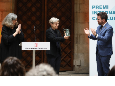President Aragonès during the award ceremony of the International Prize to Judith Butler.
