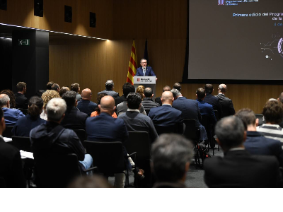 El conseller Giró durant l'acte de presentació del programa de compra pública d'innovació