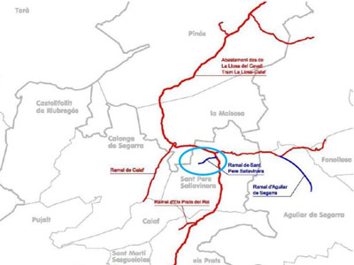 Mapa amb el ramal que connectarà Sant Pere Sallavinera amb la xarxa regional ATL.