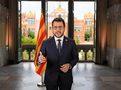 El president de la Generalitat durant el missatge institucional amb motiu de la Diada