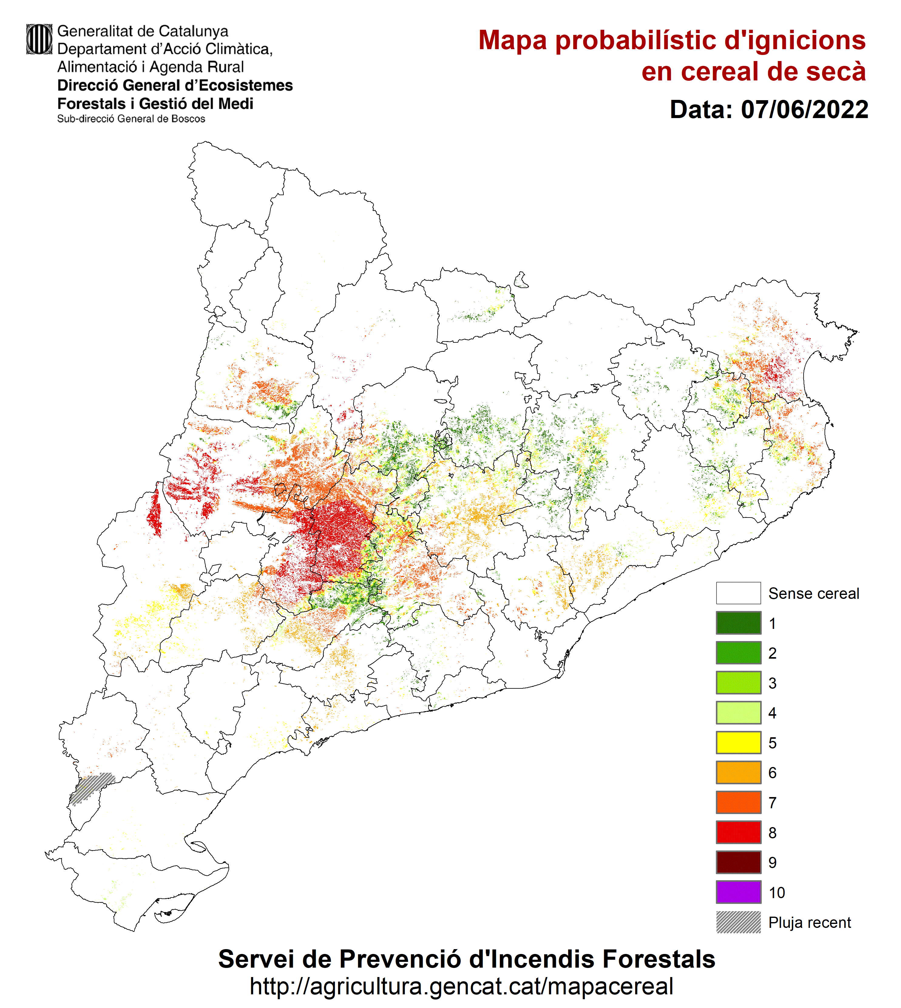 Mapa d'ignició de cereal d'avui