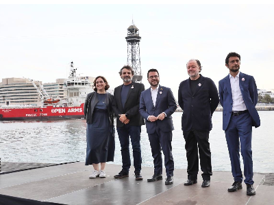 El president Aragonès a l'acte de presentació del nou vaixell d'Open Arms (foto: Jordi Bedmar)