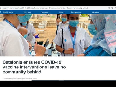 L¿OMS-Europa reconeix l¿èxit de l¿estratègia de vacunació contra la COVID-19 del Departament de Salut a Catalunya