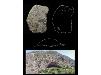 plaqueta trobada a la Cova de Santa Linya