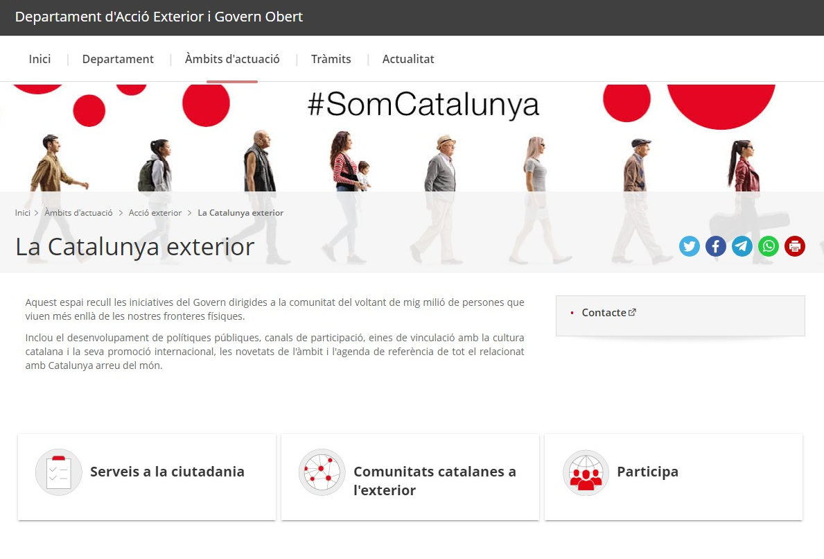 Captura del nou web de la Catalunya exterior.