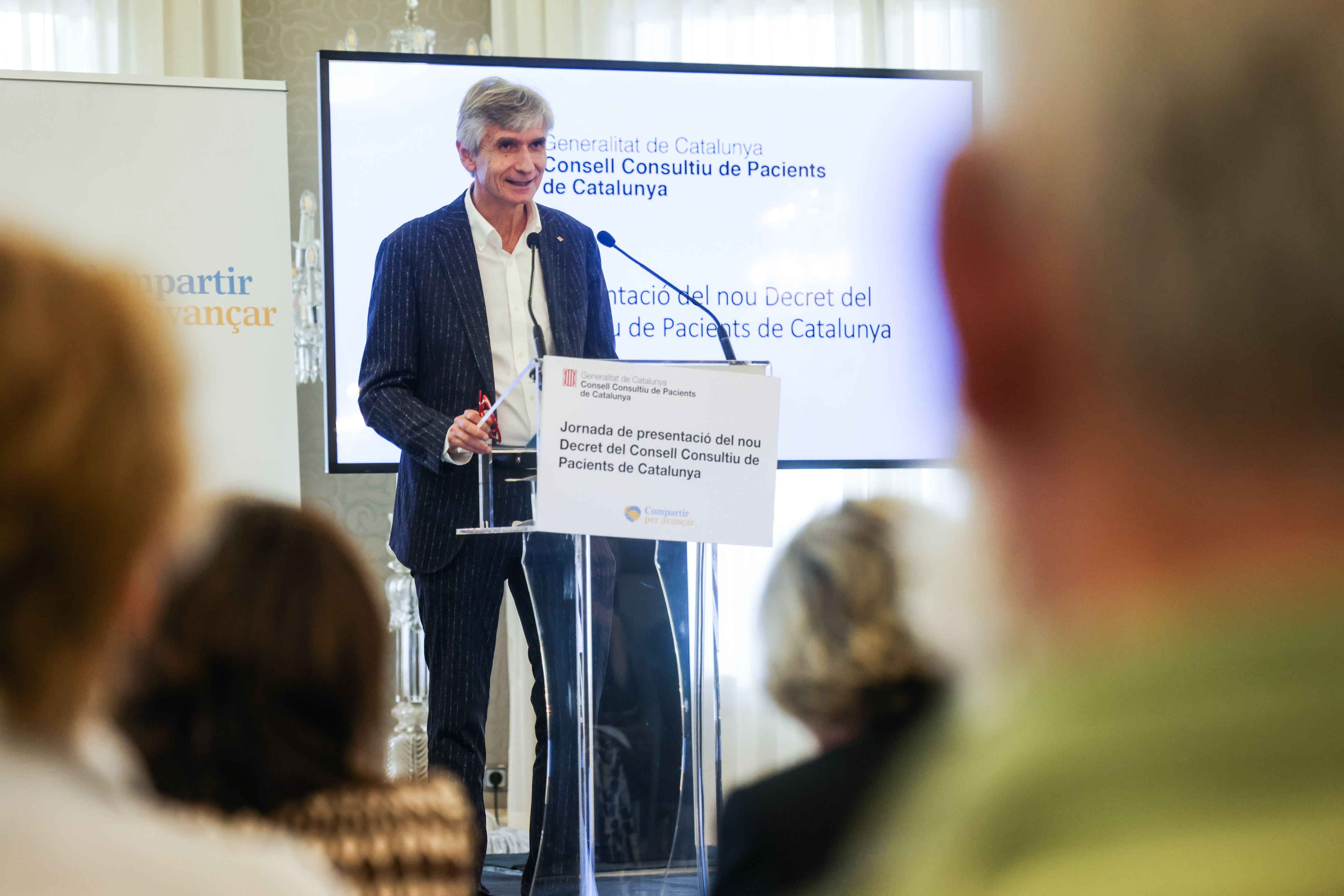 El conseller Argimon durant la presentació del nou Decret del Consell Consultiu de Pacients de Catalunya