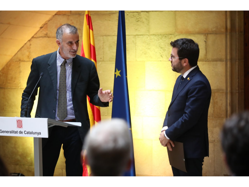 El president Aragonès i el director en funcions de l¿agència europea Fusion for Energy, Pietro Barabaschi. 
