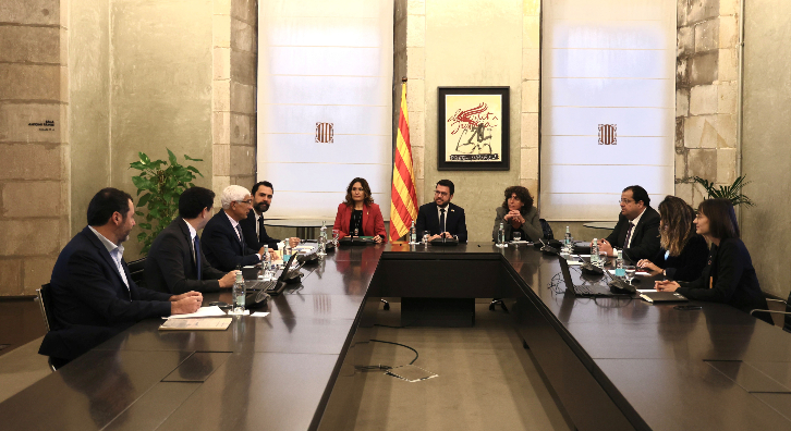 El president de la Generalitat, Pere Aragonès, ha encapçalat la reunió de la Comissió Interdepartamental de la Sequera