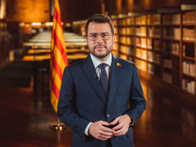 El president ha pronunciat el missatge des de la Biblioteca Nacional de Catalunya. Autor: Arnau Carbonell