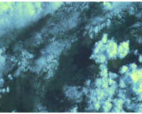 Imatge en color de núvols sobre Europa