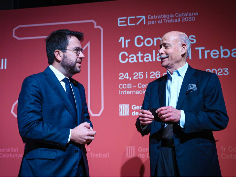 El president Aragonès amb Jeremy Rifkin