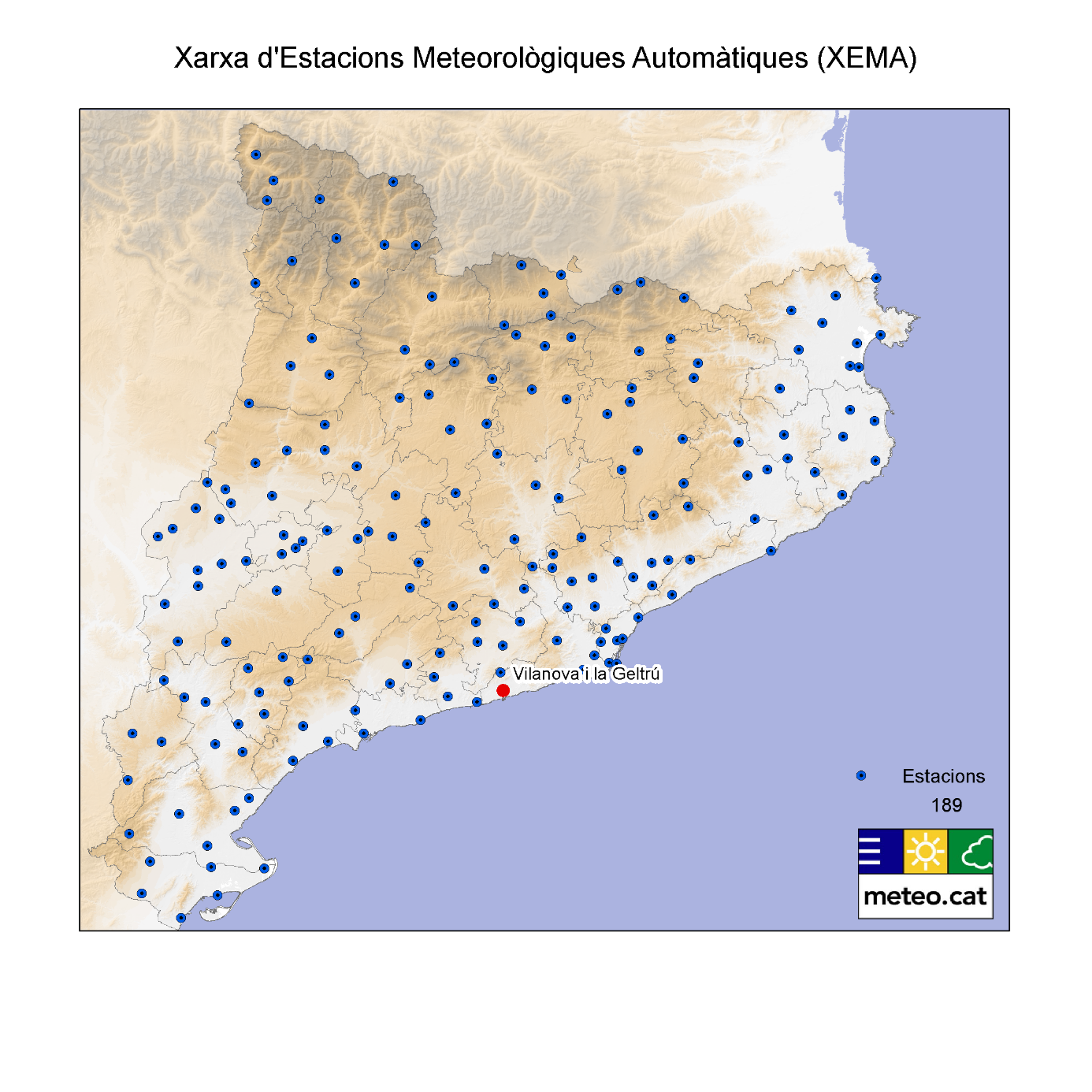 Mapa Estacions Meteorològiques Automàtiques (EMAs)