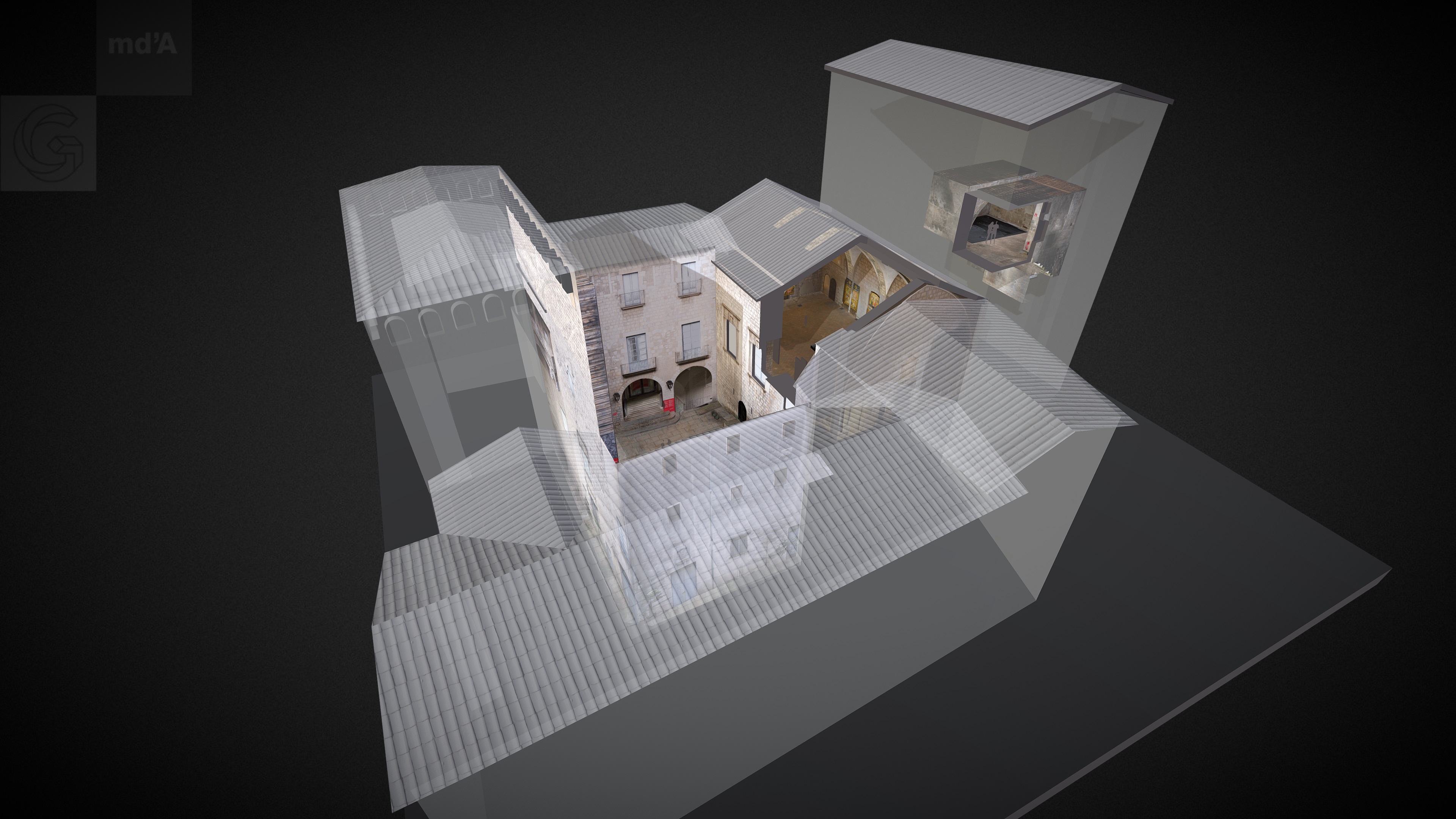 Imatge en 3D del Palau Episcopal de Girona. 