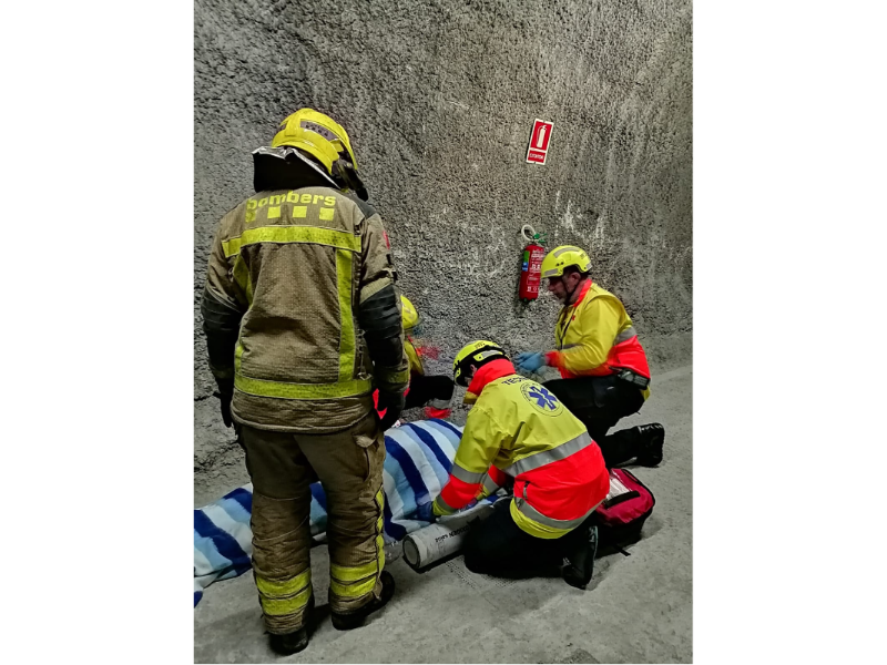 Imatge del simulacre al túnel del Cadí