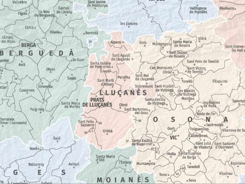 Imagen del artículo Territori envia als alcaldes del Lluçanès el mapa administratiu oficial amb la nova comarca