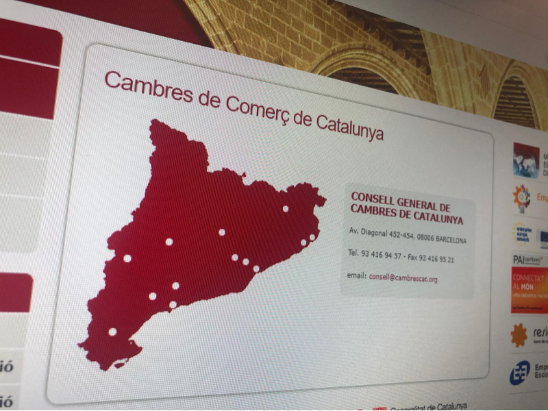 Mapa de Catalunya amb les Cambres de Comerç