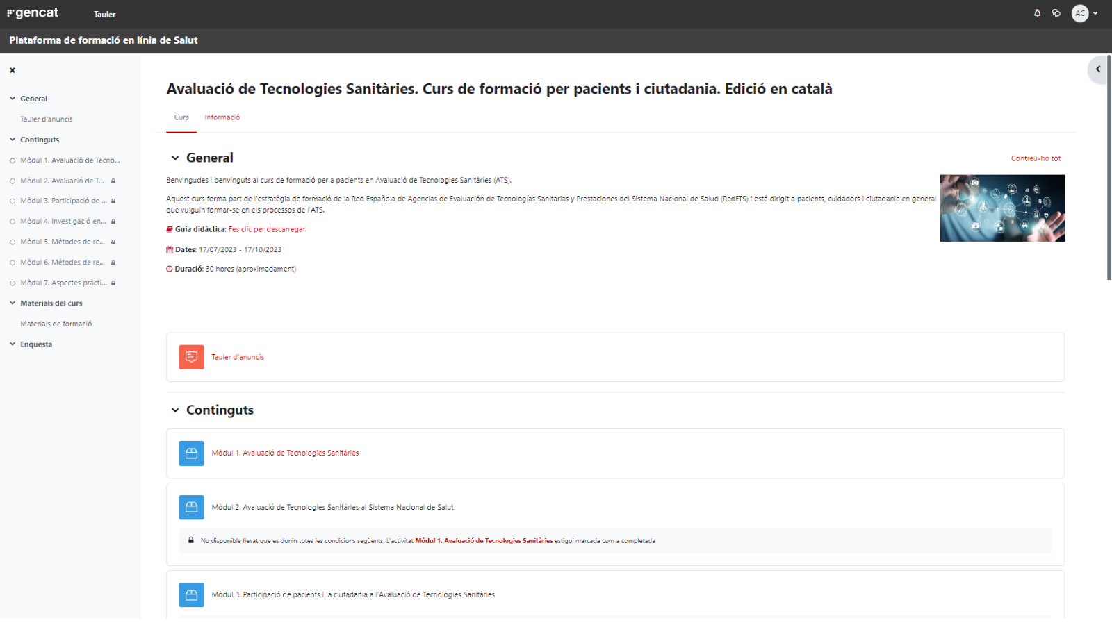 Comença una formació pilot per a pacients i ciutadania per avaluar les tecnologies sanitàries i millorar el sistema de salut