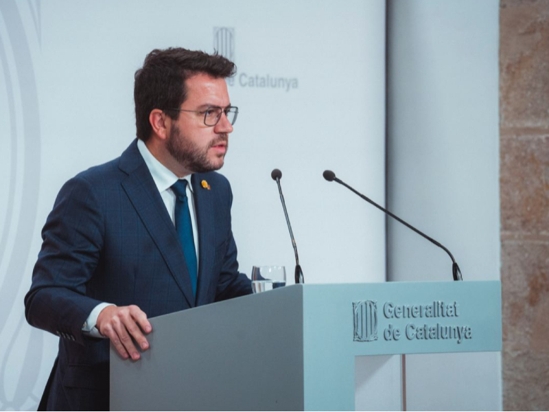El president Aragonès durant la roda de premsa posterior a la reunió del Govern (foto: Arnau Carbonell)