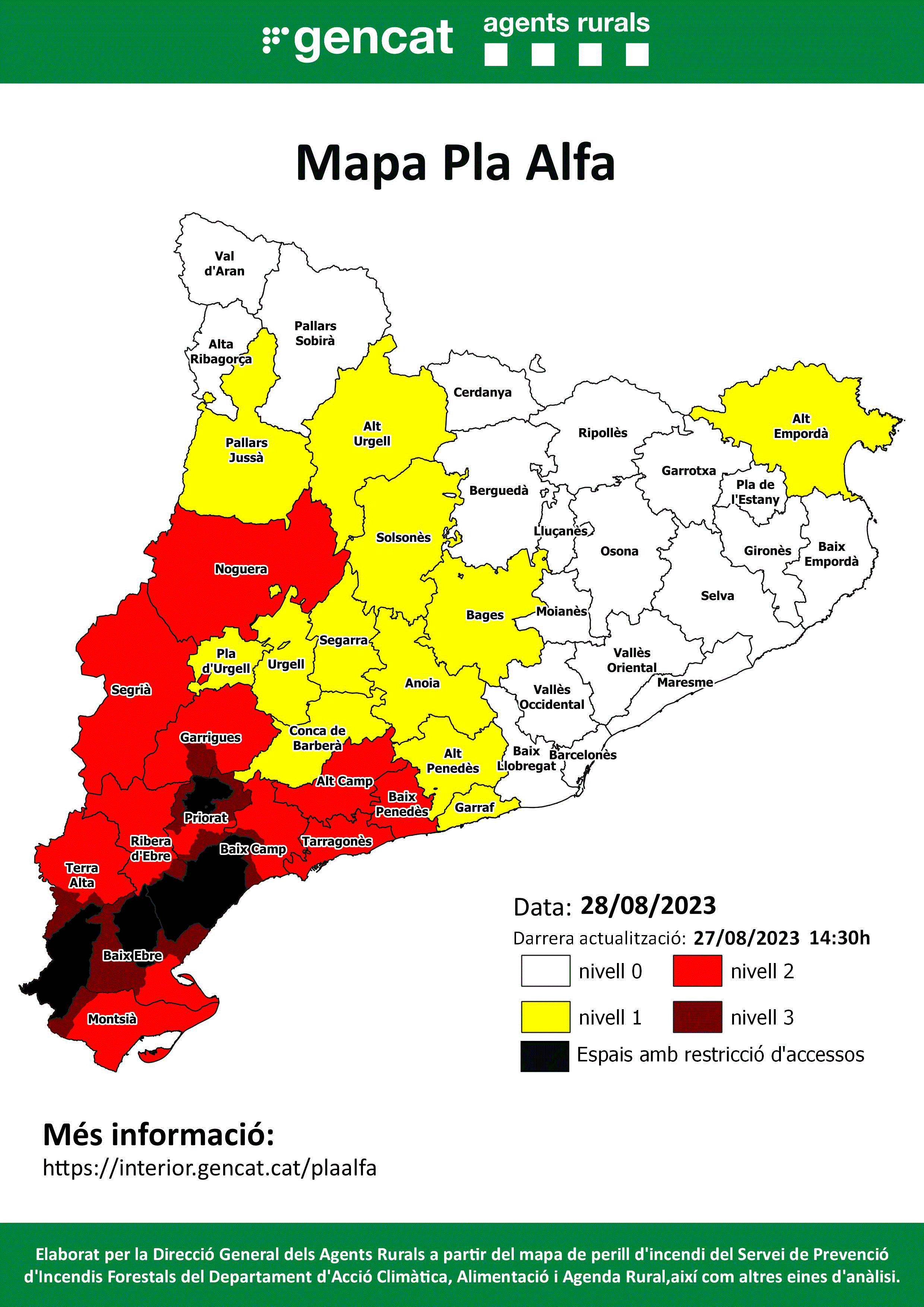 Imagen del artículo Es manté el perill d'incendi forestal al sud de Catalunya per demà