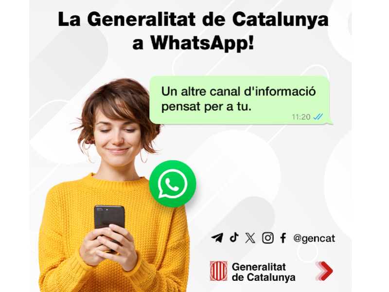 La Generalitat obre un nou canal de WhatsApp