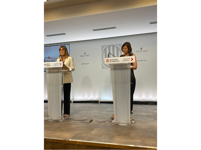 La directora general de Protecció Civil, Marta Cassany, i la directora del Servei Meteorològic de Catalunya, Sarai Sarroca, han comparegut aquest matí al Departament d¿Interior 