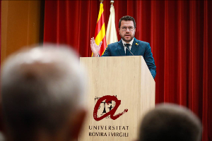 El president durant l'acte inaugural del curs universitari català (Foto: Jordi Bedmar)
