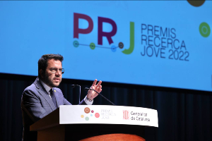 El president Aragonès durant la seva intervenció a l'acte (foto: Rubén Moreno)