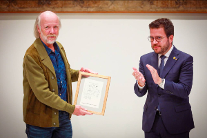El president Aragonès lliura el Premi Ramon Margalef d'Ecologia al biòleg Marten Scheffer (foto: Jordi Bedmar)