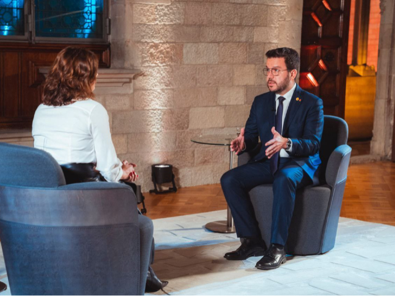 El president, durant l'entrevista amb Ariadna Oltra 