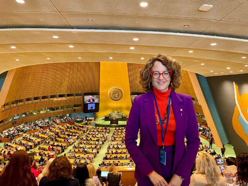 La consellera d'Igualtat i Feminismes, Tània Verge Mestre, a la seu de les Nacions Unides. 