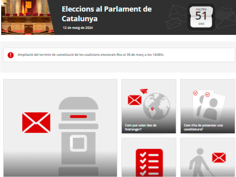 Web de les eleccions al Parlament del 12 de maig