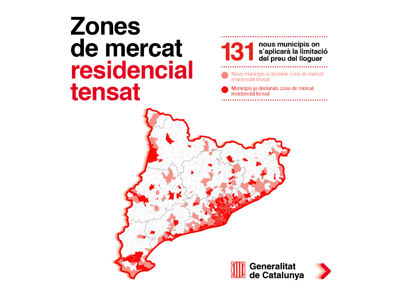 Imagen del artículo El Govern amplia el nombre de municipis de Catalunya declarats com a àrees tenses per limitar-hi el preu del lloguer