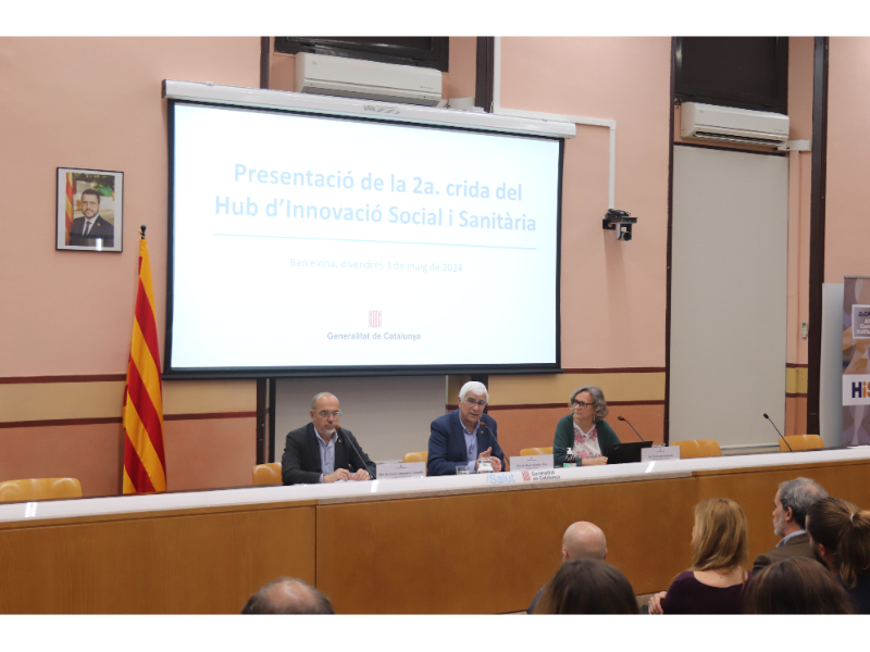 El conseller de Salut, Manel Balcells i Díaz, i el conseller de Drets Socials, Carles Campuzano i Canadés, han presentat la segona crida del Hub d¿Innovació Social i Sanitària (HiSS), 