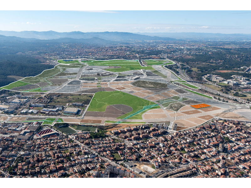 Imatge aèria del Parc de l¿Alba amb la parcel·la R-21.01 ressaltada