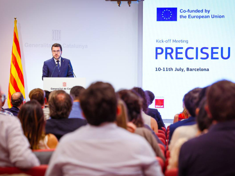 El president de la Generalitat de Catalunya, Pere Aragonès i Garcia, ha presidit la presentació de PRECISEU