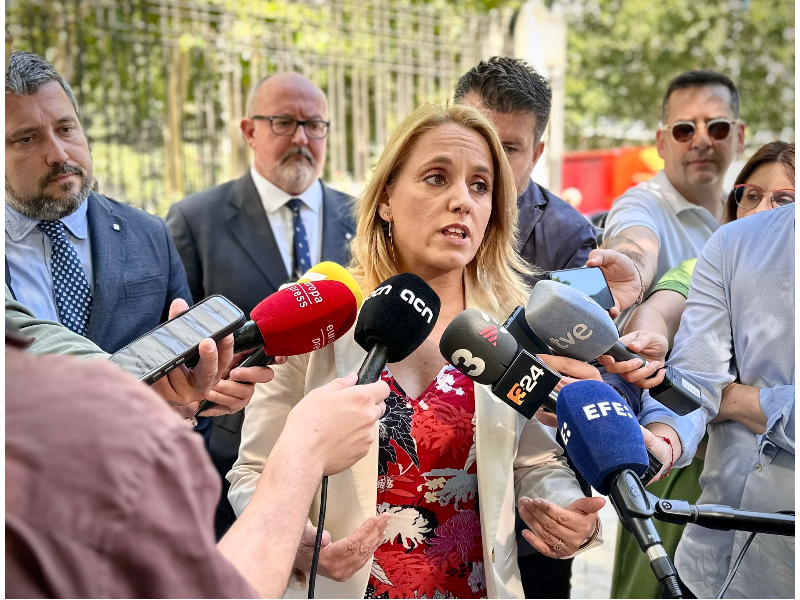 La consellera Mas Guix fent declaracions als mitjans de comunicació a Madrid