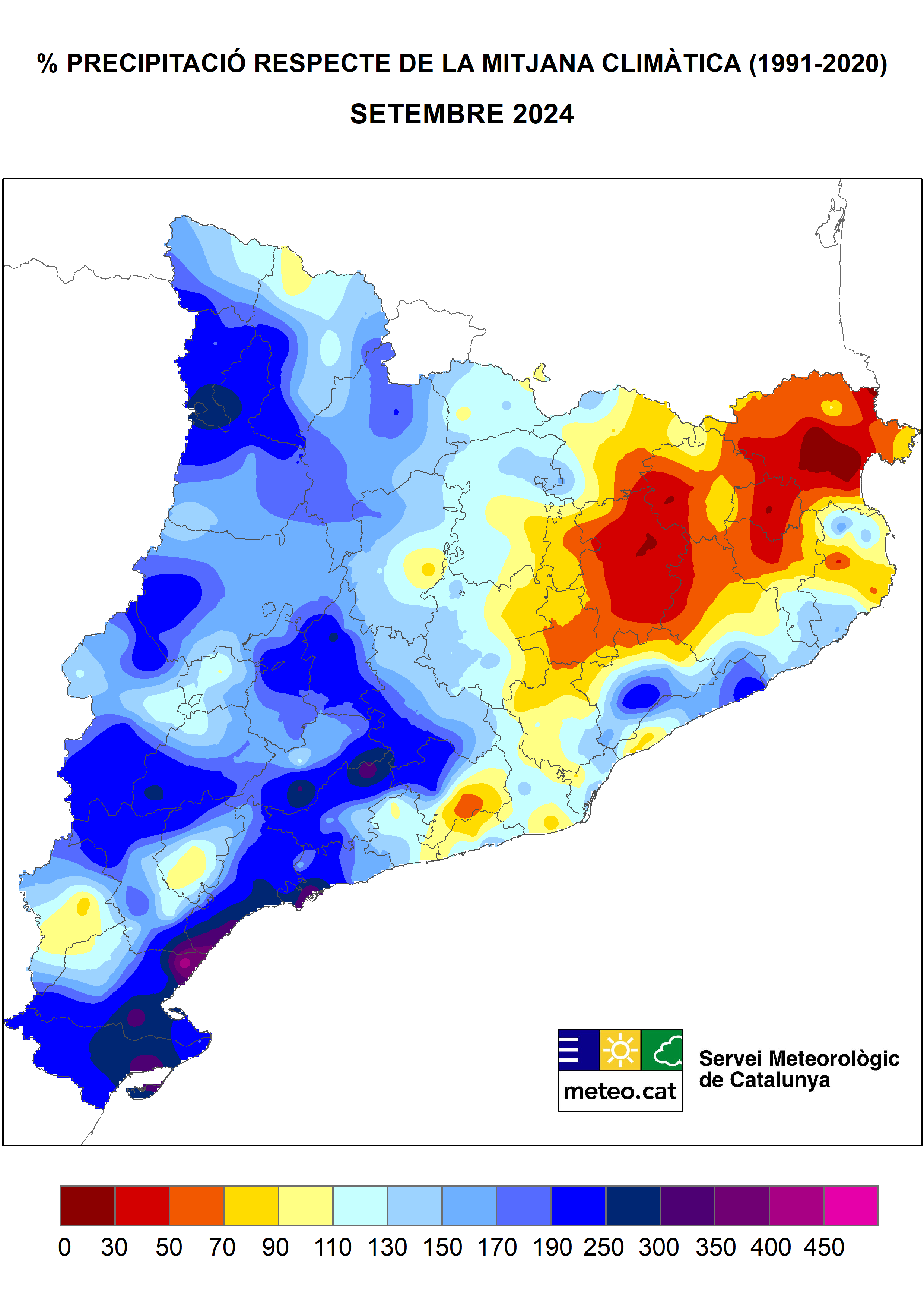 Precipitacio respecte mitjana climatica setembre 24