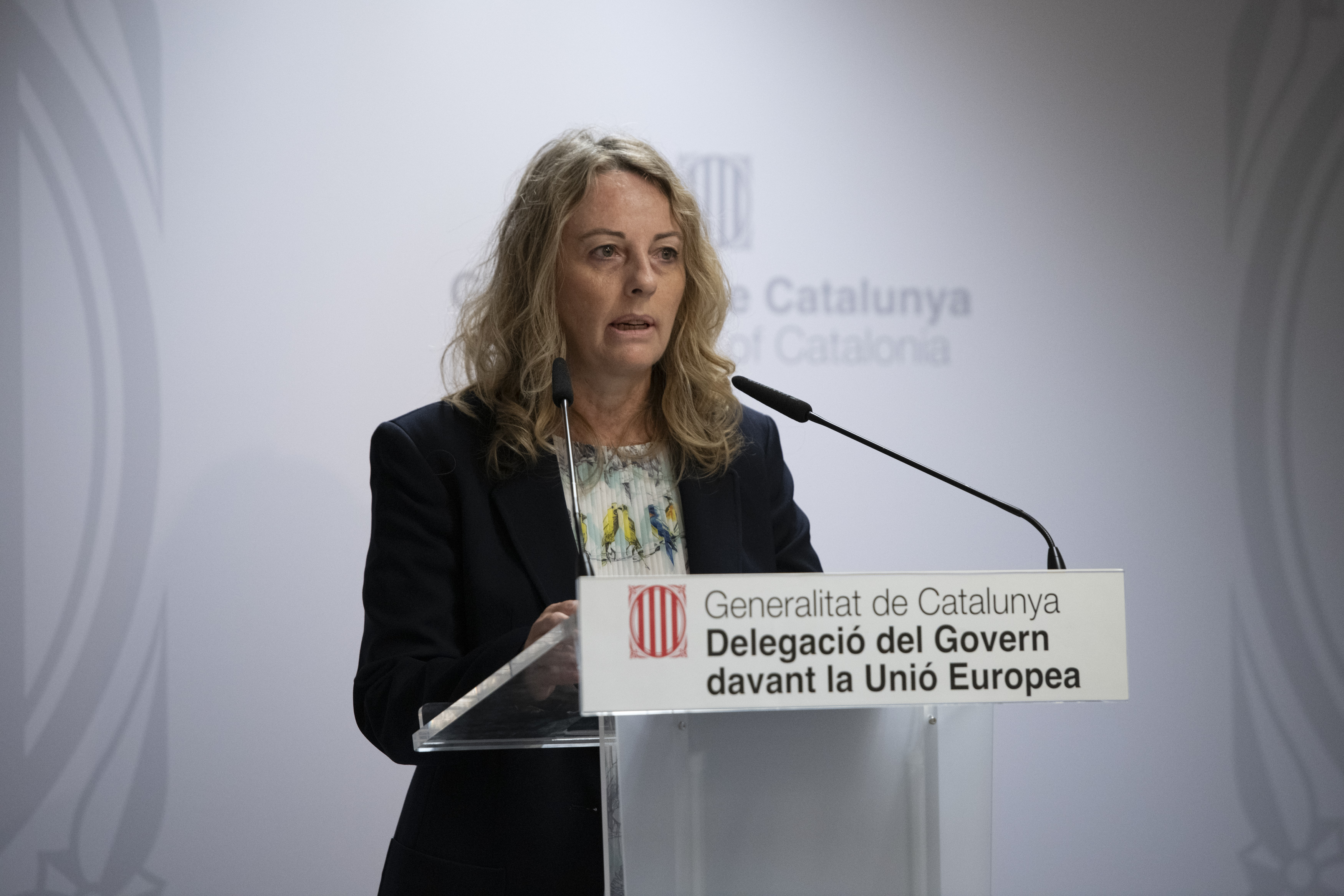 La nova delegada del Govern davant la Unió Europea, Esther Borràs, durant la seva presentació pública.