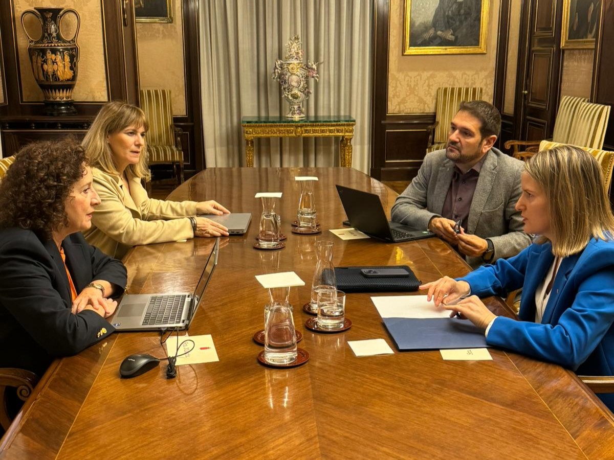 La consellera de Drets Socials i Inclusió, Mònica Martínez Bravo, durant la reunió amb la seva homòloga del Govern de Navarra.