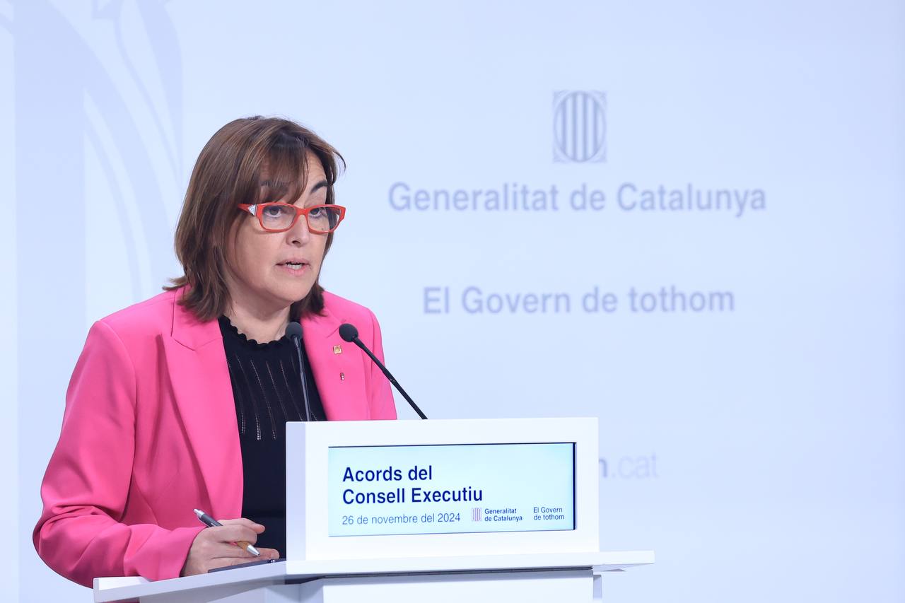 La portaveu del Govern, Sílvia Paneque, durant la roda de premsa dels acords del Consell Executiu (Autor: Rubén Moreno)