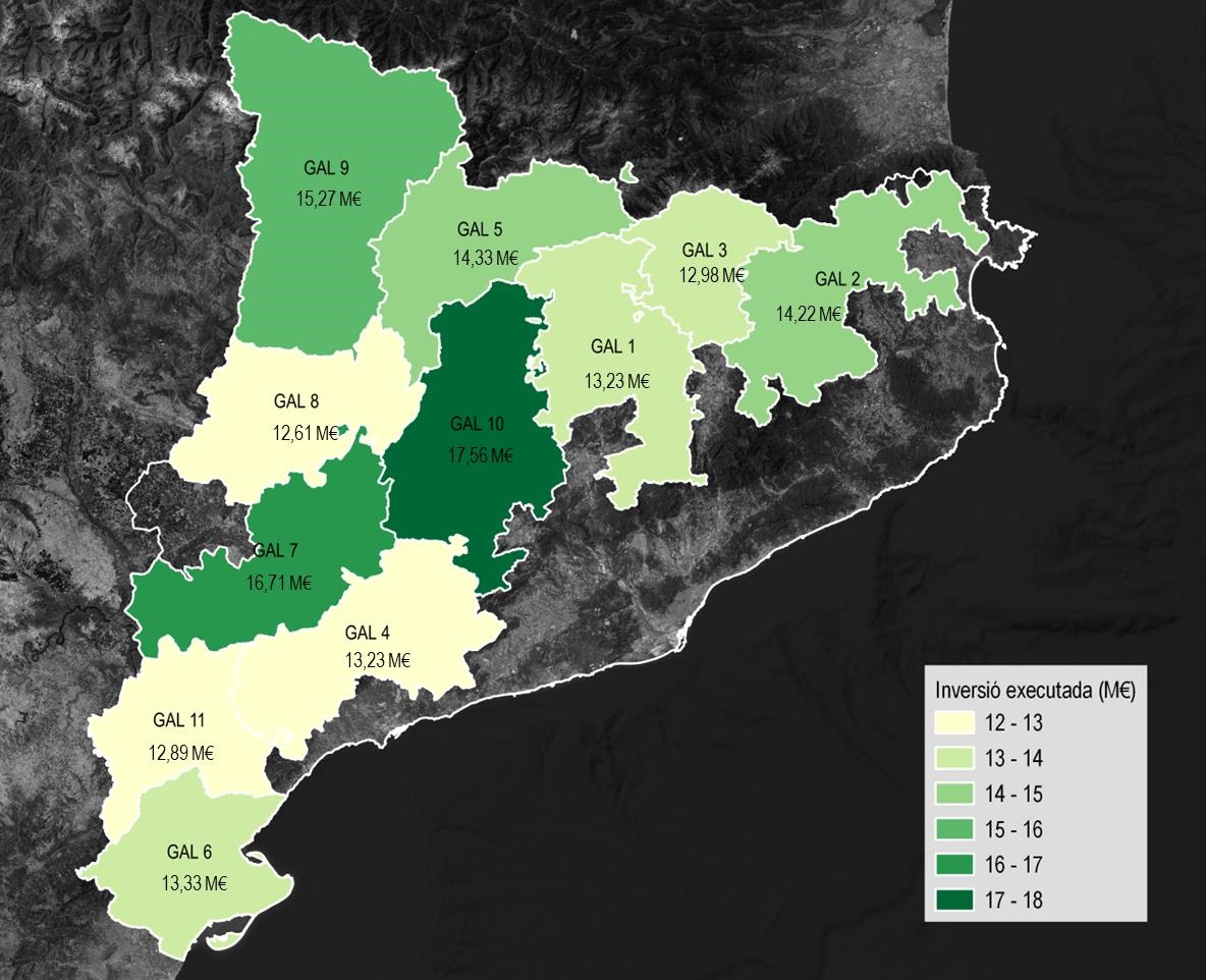 Distribució territorial de la inversió total executada entre 2016-2020