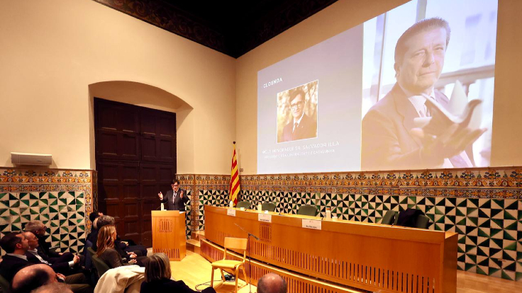 El president de la Generalitat, Salvador Illa, ha presidit aquest vespre l’acte d’homenatge a Federico Mayor Zaragoza a l’Institut d’Estudis Catalans (IEC). Fotografies: Ruben Moreno