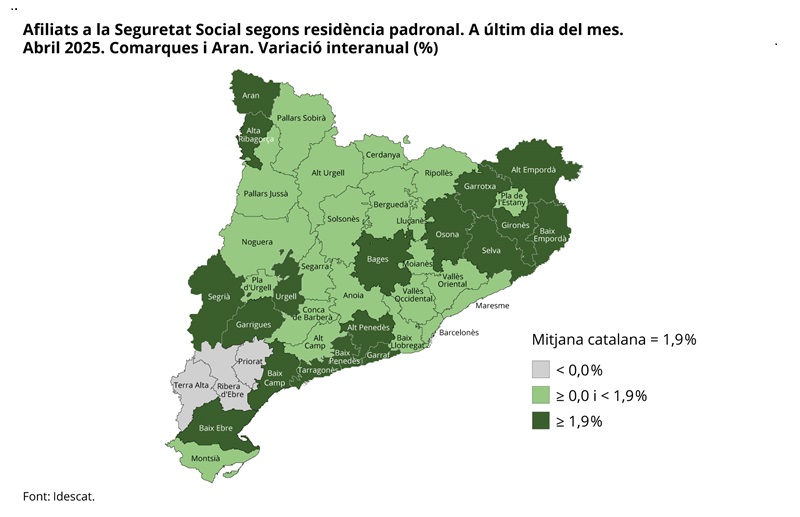 Mapa. Afiliats. comarques 2025M04