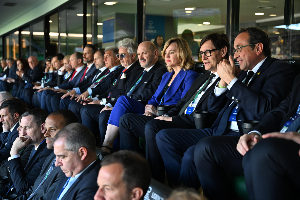 El president a la llotja de l'estadi